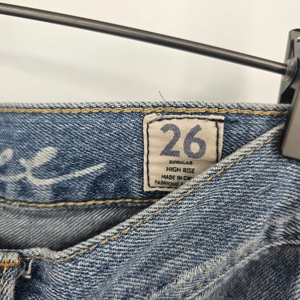 Free People We The‎ Free Distressed Button Fly Skinny Jeans Size 26 Blue
